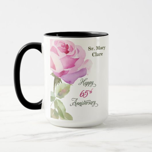 Mug Nonagénaire 65e Anniversaire Personnalisé Rose Ros (Gauche)