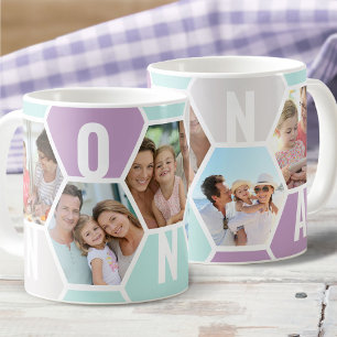 Mug Nonna Editable 5 Photo 5 Lettre Nid d'abeille