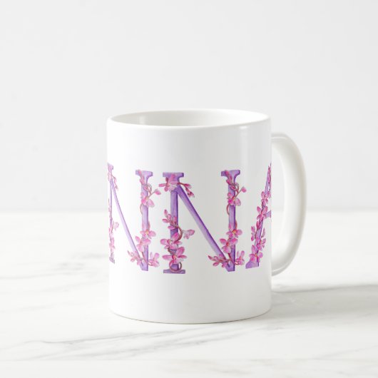 Mug Nonna texte orchidée violet peinture d'art rose mu (Devant droit)