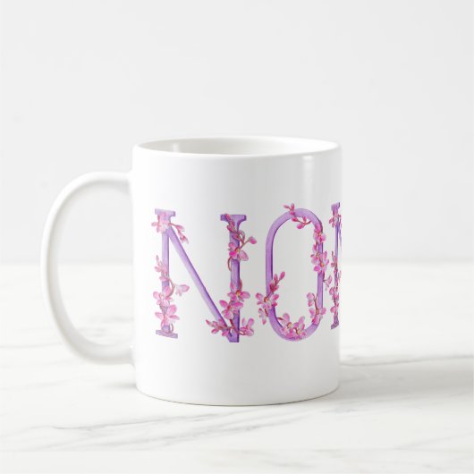 Mug Nonna texte orchidée violet peinture d'art rose mu (Gauche)