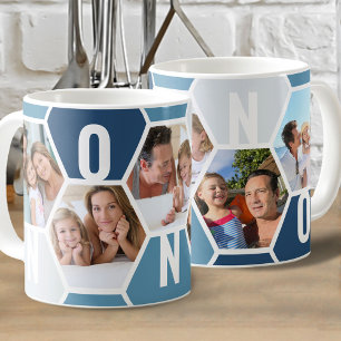 Mug Nonno 5 Photo Editable 5 Lettres Nid d'abeille