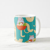 Mug Noodles Funny Chats Arrière - plan Turquoise (Devant droit)
