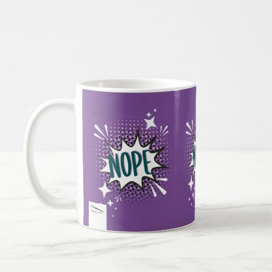 Mug NOPE Comique Discours Bubble Mème Drôle Violet (Gauche)
