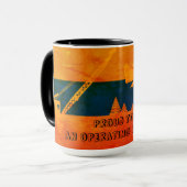 Mug Nord-Ouest, grue et lunette, art INGÉNIEUR OPÉRATI (Devant gauche)