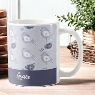 Mug Nordique Noël Blue Birds Personnalisé