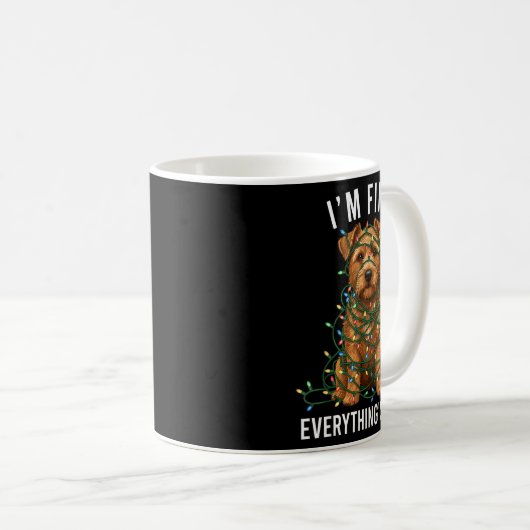 Mug Norfolk Terrier Christmas I'm Fine Everything Is F (Devant droit)