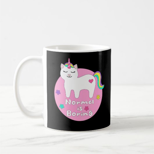 Mug Normal est ennuyeux Kawaii unicorn chat blanc & ro (Gauche)