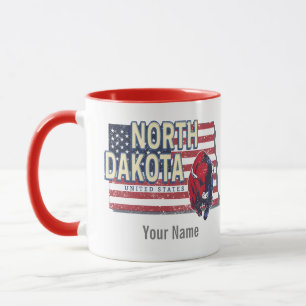 Mug North Dakota State États-Unis Retro Map Vintage