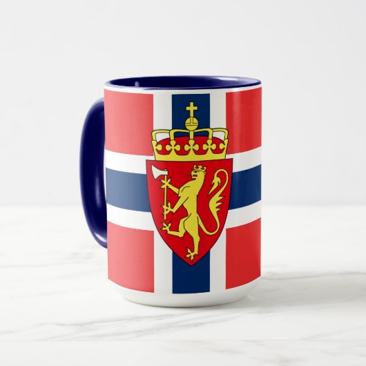 Mug Norvège, pavillon norvégien, armoiries (Devant gauche)
