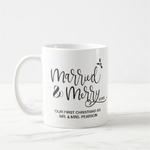 Mug Nos premiers noël, Marié & Joyeux, Mme.