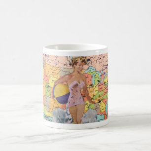 MUG NOSTALGIE FEMME ÉTATS-UNIS CARTE THÈME