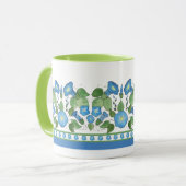 Mug Nostalgique Bleu Matin Gloire Frontière Florale, B (Devant gauche)