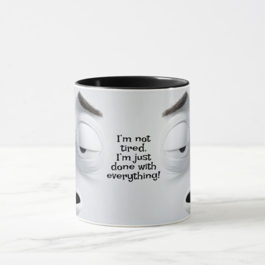 Mug Not Tired, Add Name Message, Expressive Face (Centre)