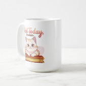 Mug Not Today Human Cute Cat on Book Funny Design (Devant gauche)