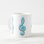 Mug Note de musique bleu clair scintillant (Devant gauche)
