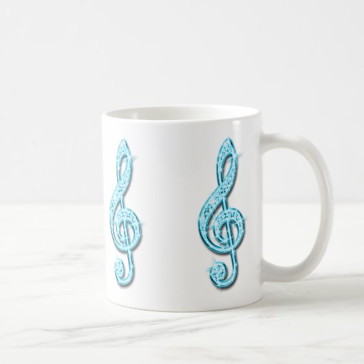 Mug Note de musique bleu clair scintillant (Droite)