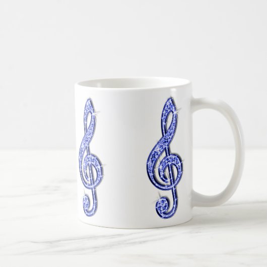 Mug Note de musique bleu scintillant (Droite)
