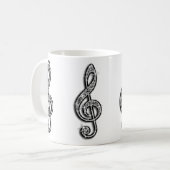 Mug Note de musique noir étincelant (Devant gauche)