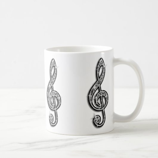 Mug Note de musique noir étincelant (Droite)