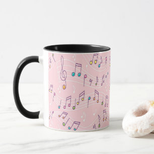 Mug note de musique rose coloré musicien motif