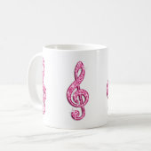 Mug Note de musique rose vif scintillant (Devant gauche)