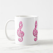 Mug Note de musique rose vif scintillant (Gauche)