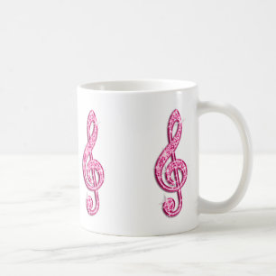 Mug Note de musique rose vif scintillant