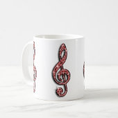 Mug Note de musique rouge scintillante (Devant gauche)