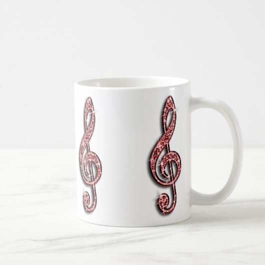 Mug Note de musique rouge scintillante (Droite)