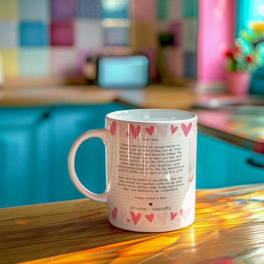 Mug Note manuscrite pour Maman | Collage de deux photo