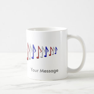 Mug Notes blanches et bleues rouges d'échelle de