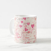 Mug Notes d'amour romantiques et cœurs (Devant gauche)