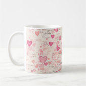 Mug Notes d'amour romantiques et cœurs (Gauche)