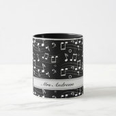 Mug Notes de musique blanches sur fond noir (Centre)