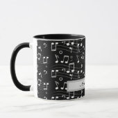 Mug Notes de musique blanches sur fond noir (Gauche)