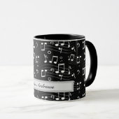 Mug Notes de musique blanches sur fond noir (Devant droit)