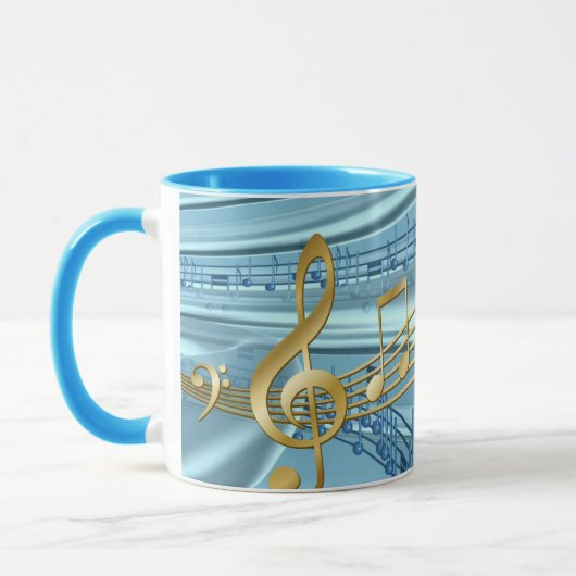 Mug Notes de musique bleu bébé (Gauche)