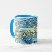 Mug Notes de musique bleu bébé (Devant gauche)