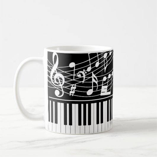 Mug Notes de musique Clavier Nom du monogramme Couleur (Gauche)