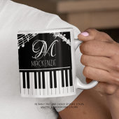 Mug Notes de musique Clavier Nom du monogramme Couleur