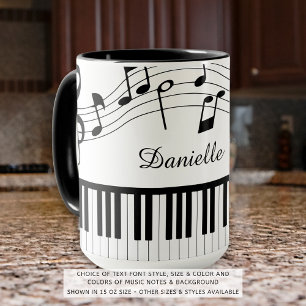 Mug Notes de musique de piano Couleurs personnalisées 