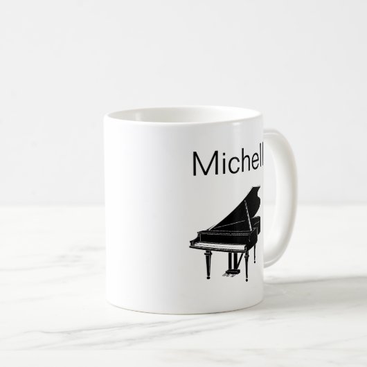 Mug Notes de musique de piano Nom de script Café noir  (Devant droit)