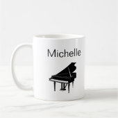 Mug Notes de musique de piano Nom de script Café noir  (Gauche)