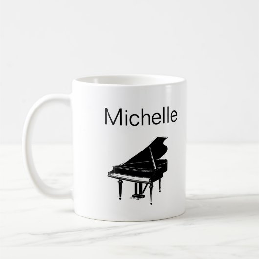 Mug Notes de musique de piano Nom de script Café noir  (Gauche)