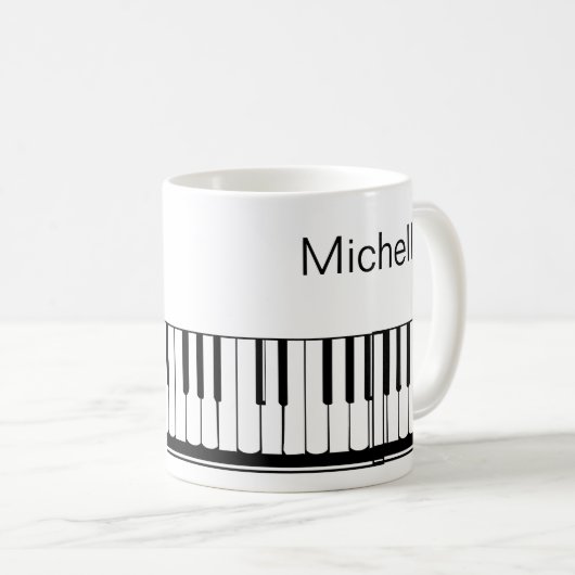 Mug Notes de musique de piano Nom de script Café noir  (Devant droit)