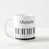 Mug Notes de musique de piano Nom de script Café noir  (Gauche)