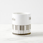 Mug Notes de musique de piano Nom de script Café noir  (Centre)
