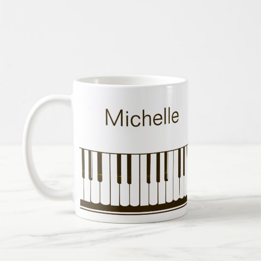 Mug Notes de musique de piano Nom de script Café noir  (Gauche)