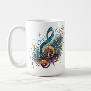 MUG NOTES DE MUSIQUE D'OR ORNATE COLORÉ