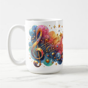 MUG NOTES DE MUSIQUE D'OR ORNATE COLORÉ
